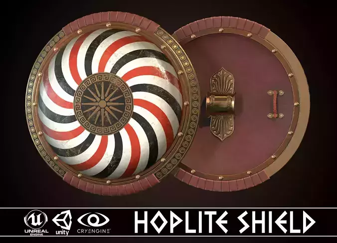 Hoplite Shield Makedonian Sun Low-poly 3D model