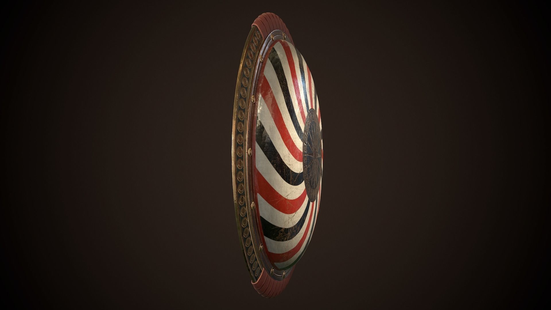 Hoplite Shield Makedonian Sun Low-poly 3D model_20