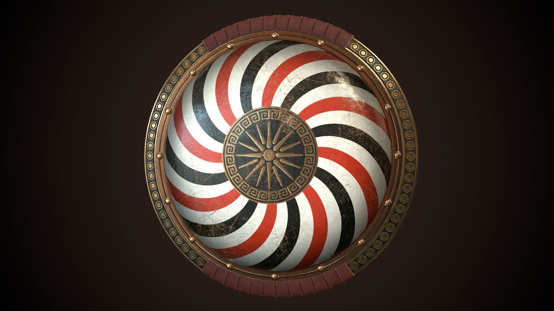 Hoplite Shield Makedonian Sun Low-poly 3D model_2