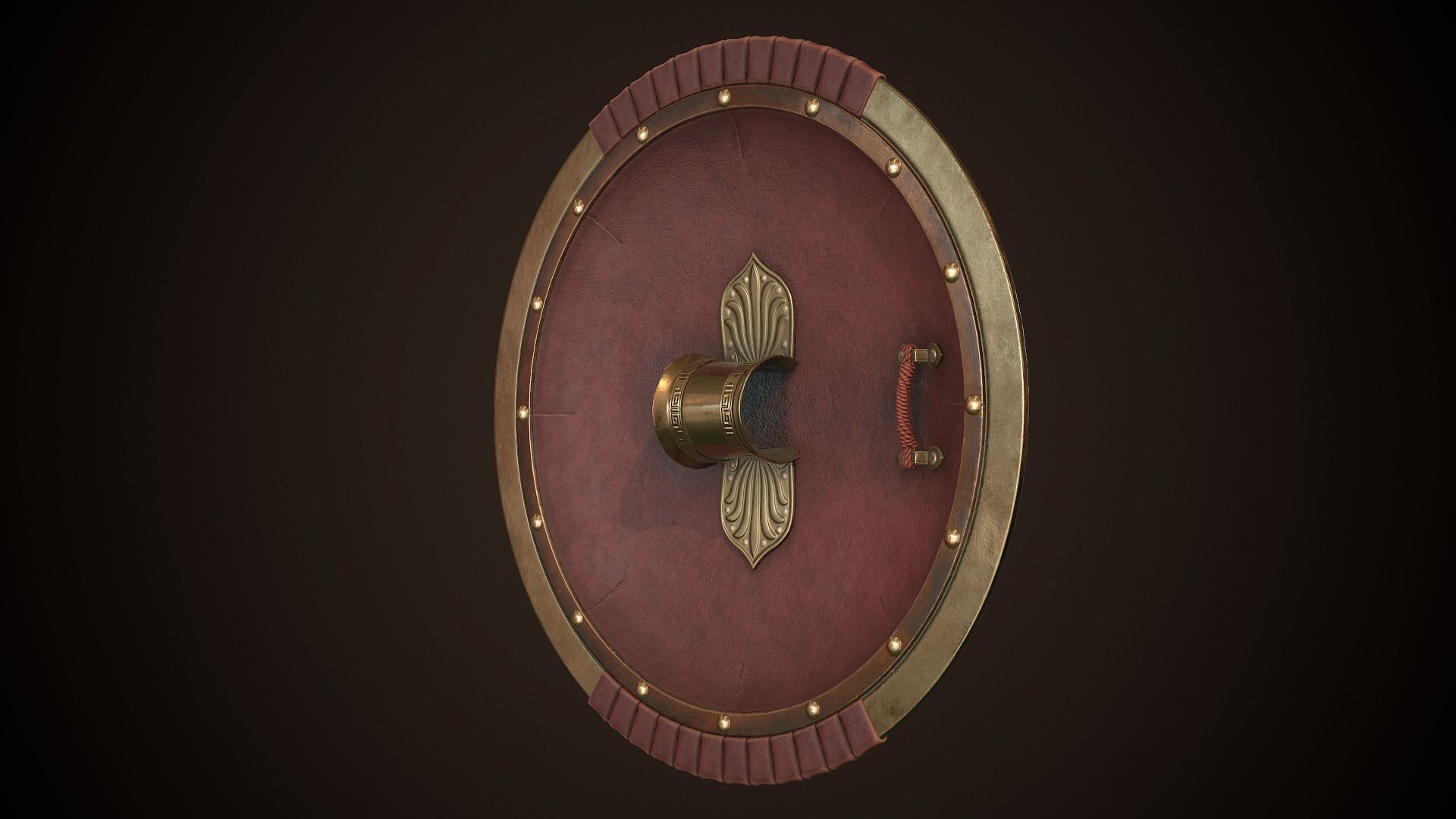 Hoplite Shield Makedonian Sun Low-poly 3D model_16