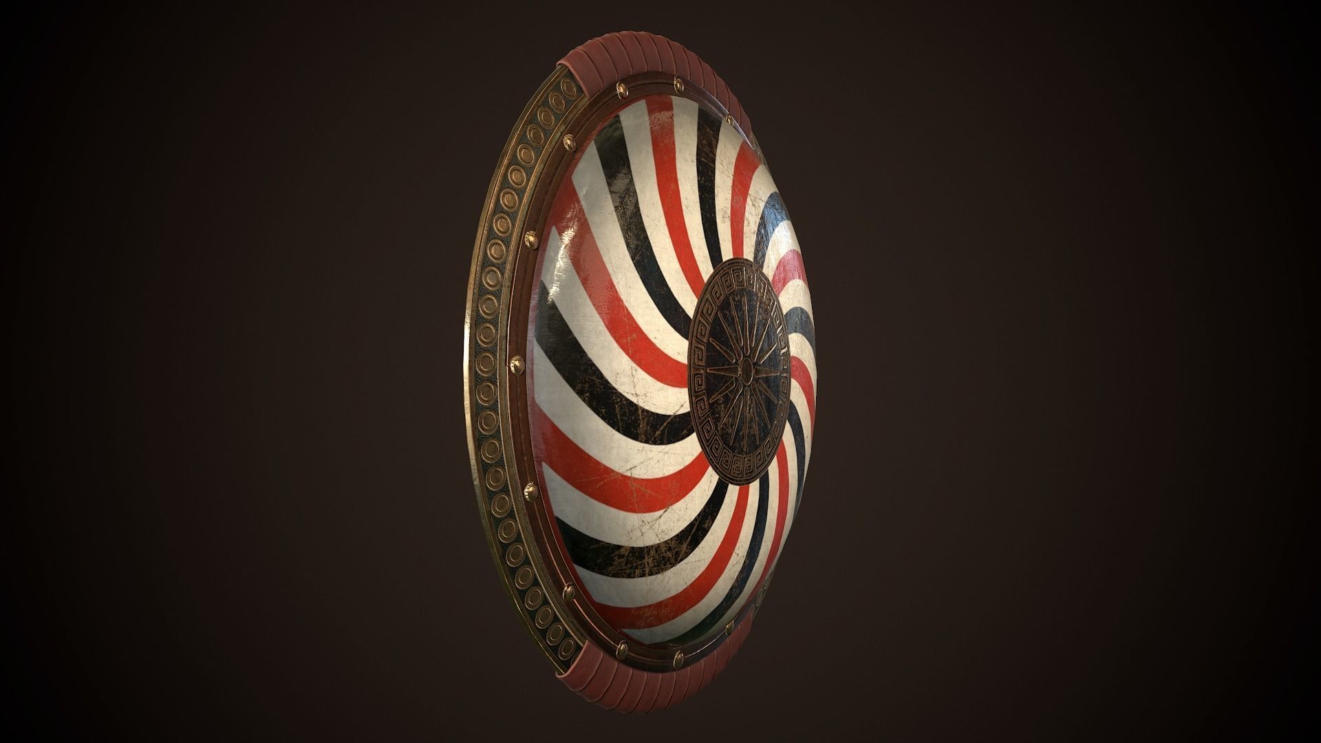 Hoplite Shield Makedonian Sun Low-poly 3D model_21