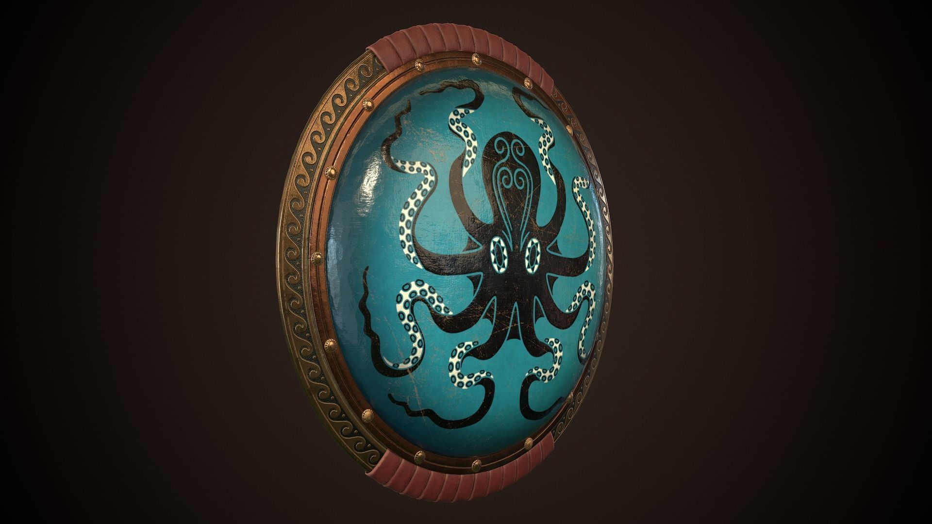 Hoplite Shield Octopus Low-poly 3D model_22