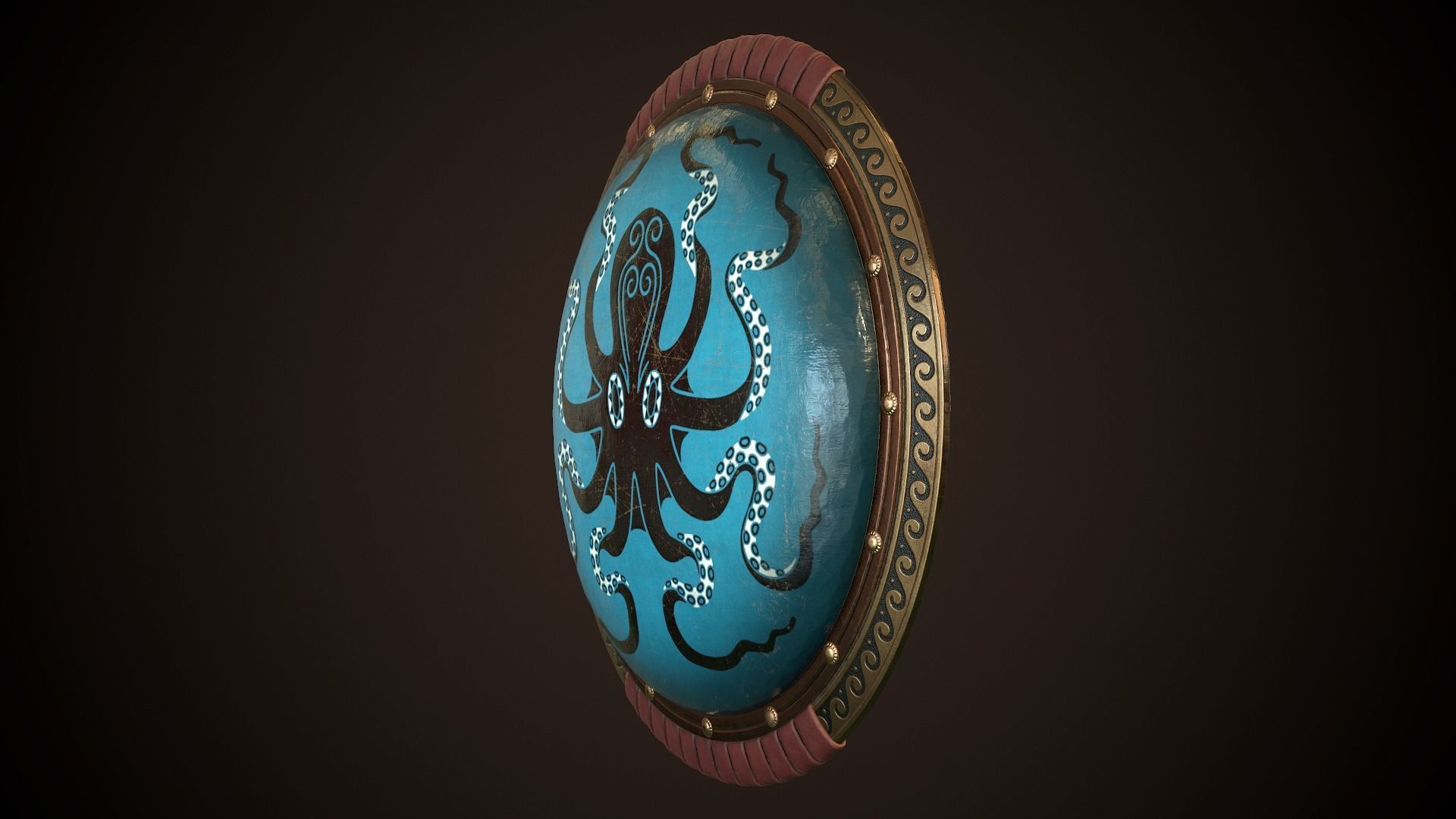 Hoplite Shield Octopus Low-poly 3D model_5