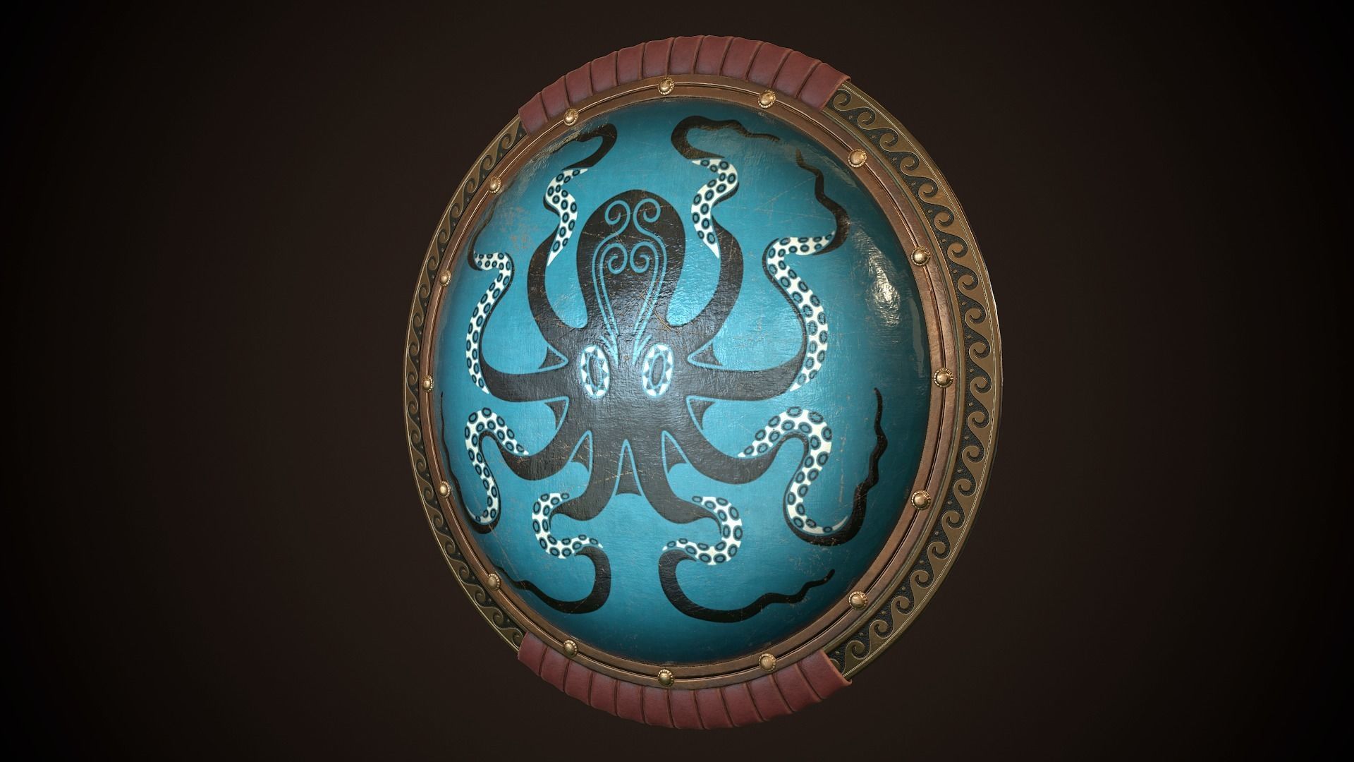 Hoplite Shield Octopus Low-poly 3D model_3