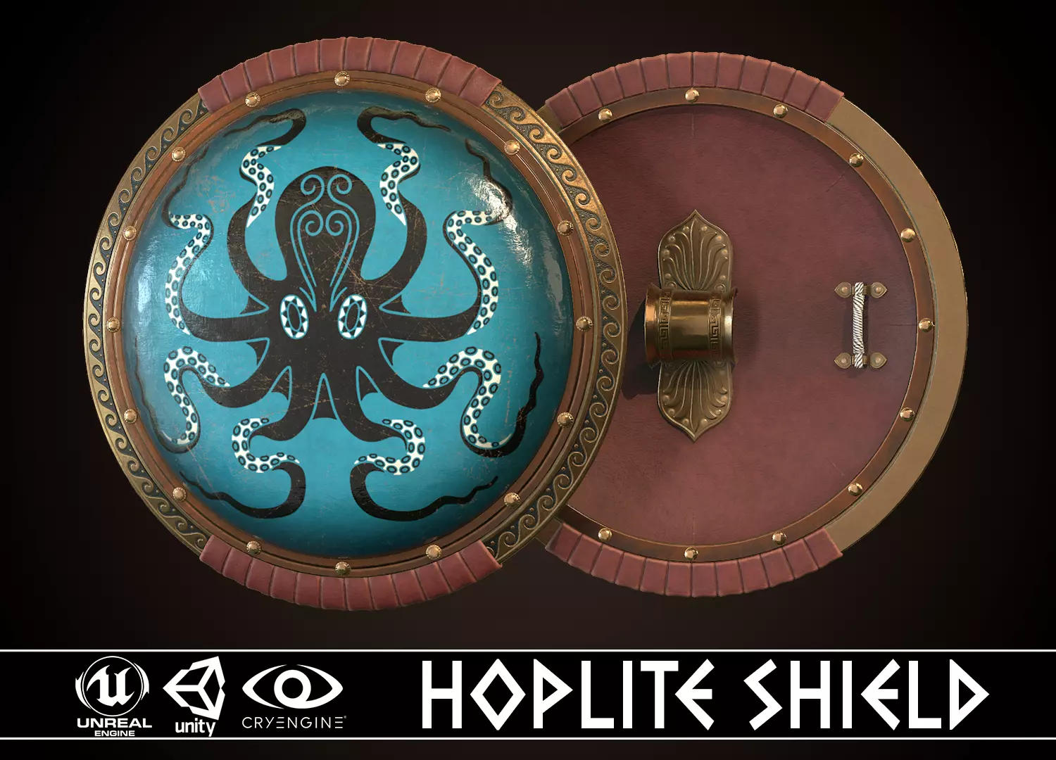 Hoplite Shield Octopus Low-poly 3D model_0