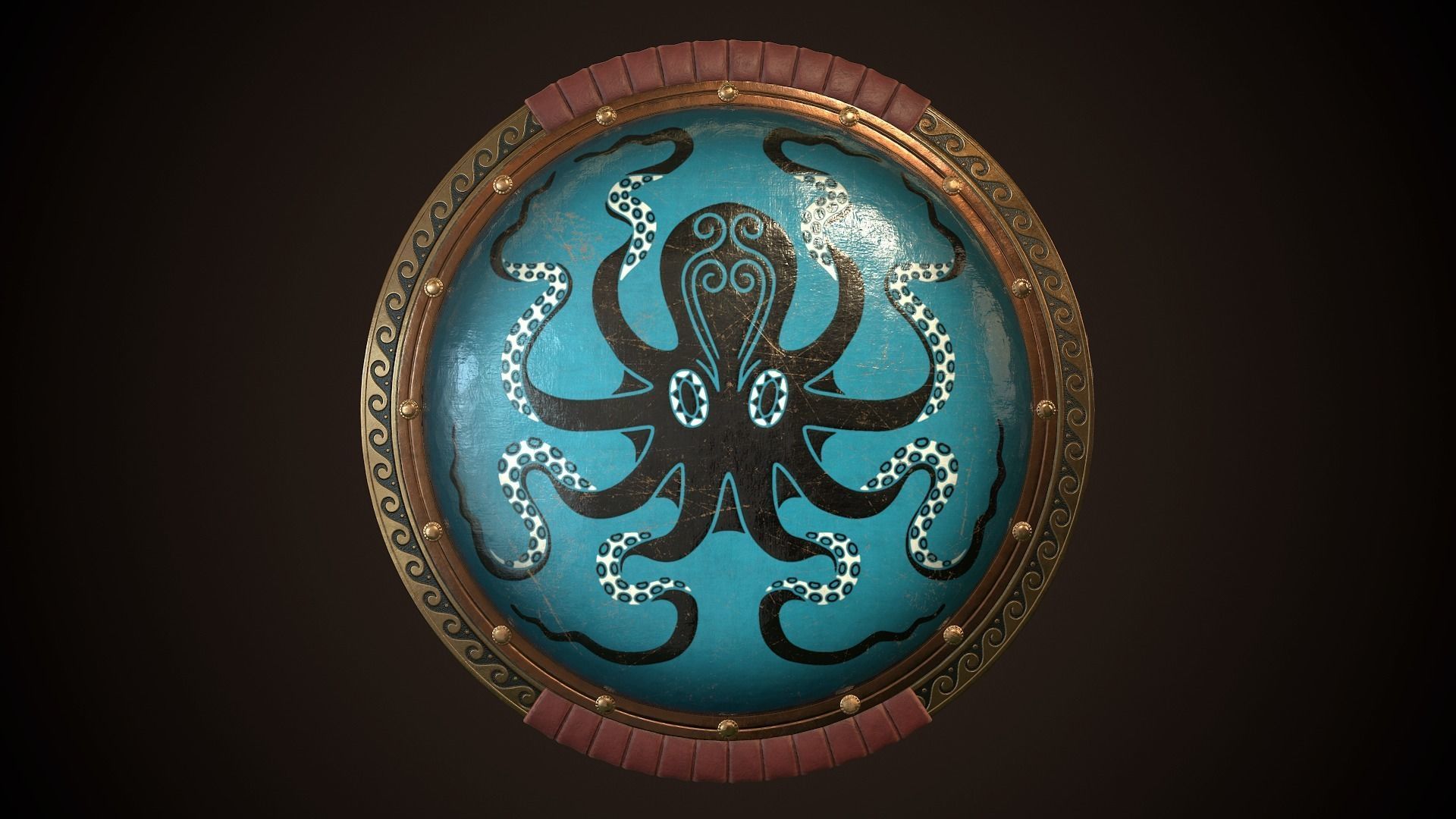 Hoplite Shield Octopus Low-poly 3D model_1
