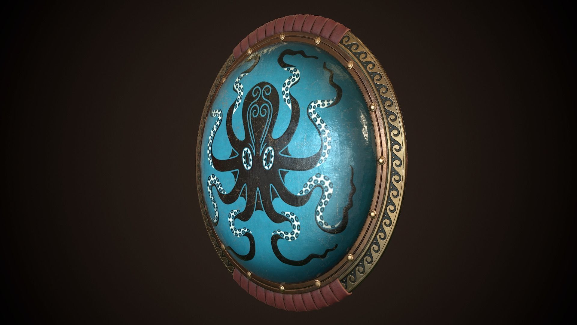 Hoplite Shield Octopus Low-poly 3D model_4