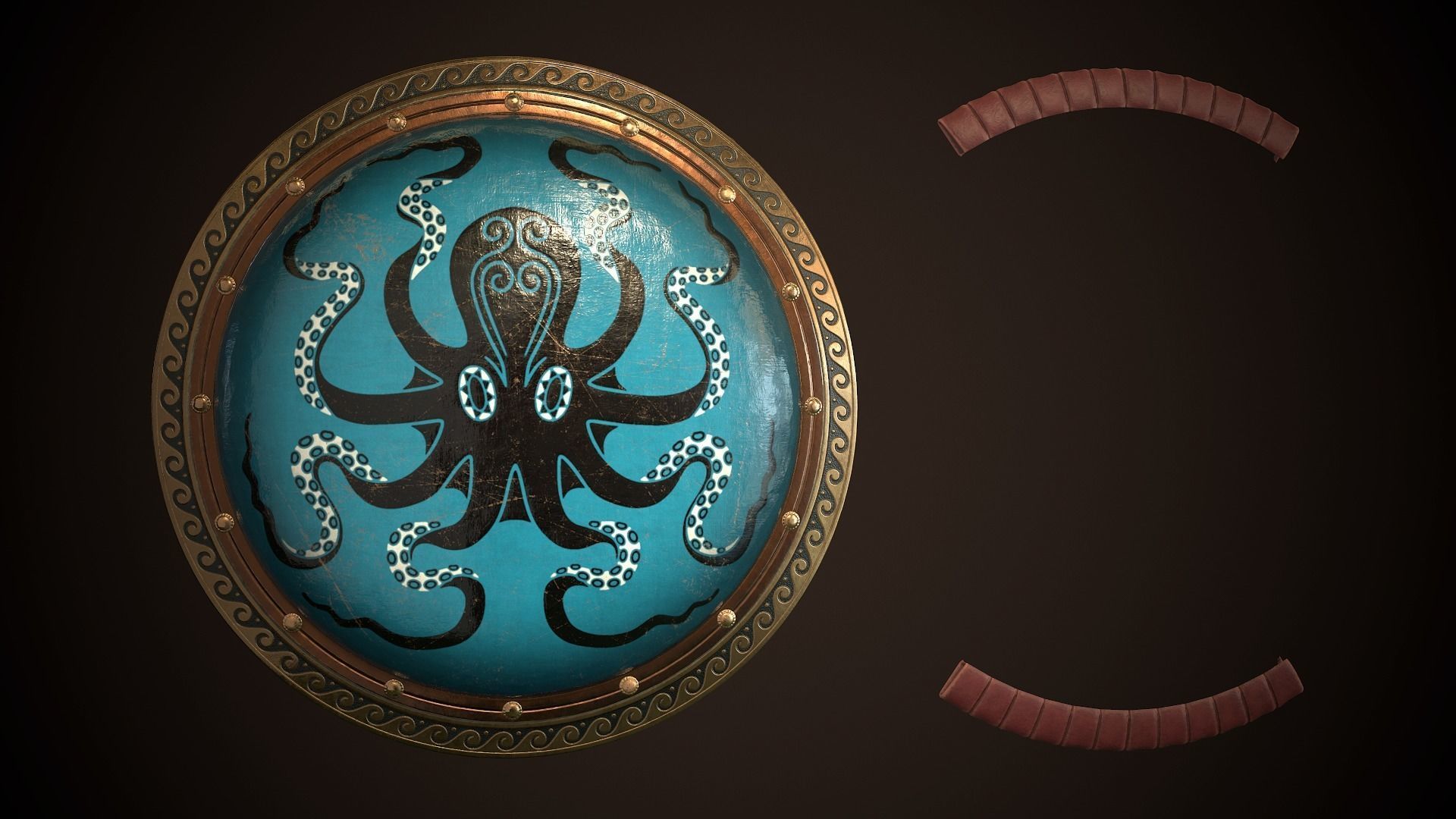 Hoplite Shield Octopus Low-poly 3D model_25