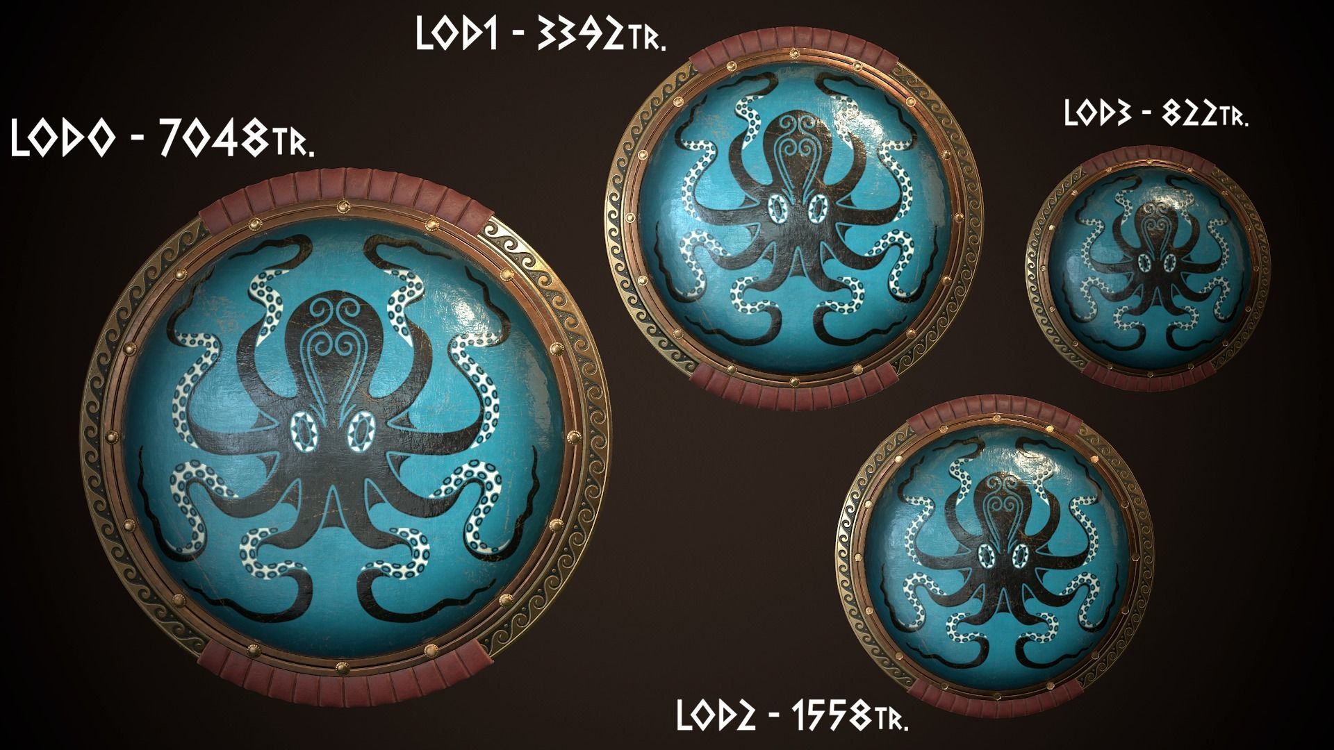 Hoplite Shield Octopus Low-poly 3D model_26