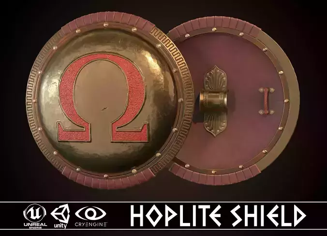 Hoplite Shield Omega Low-poly 3D model