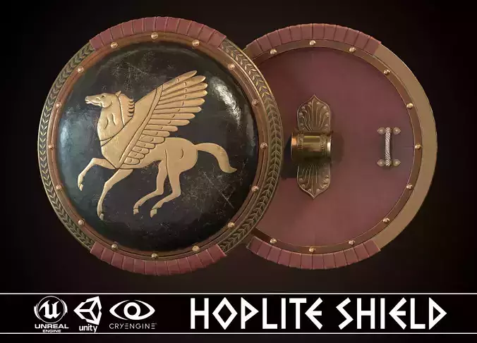 Hoplite Shield Pegasus  Low-poly 3D model
