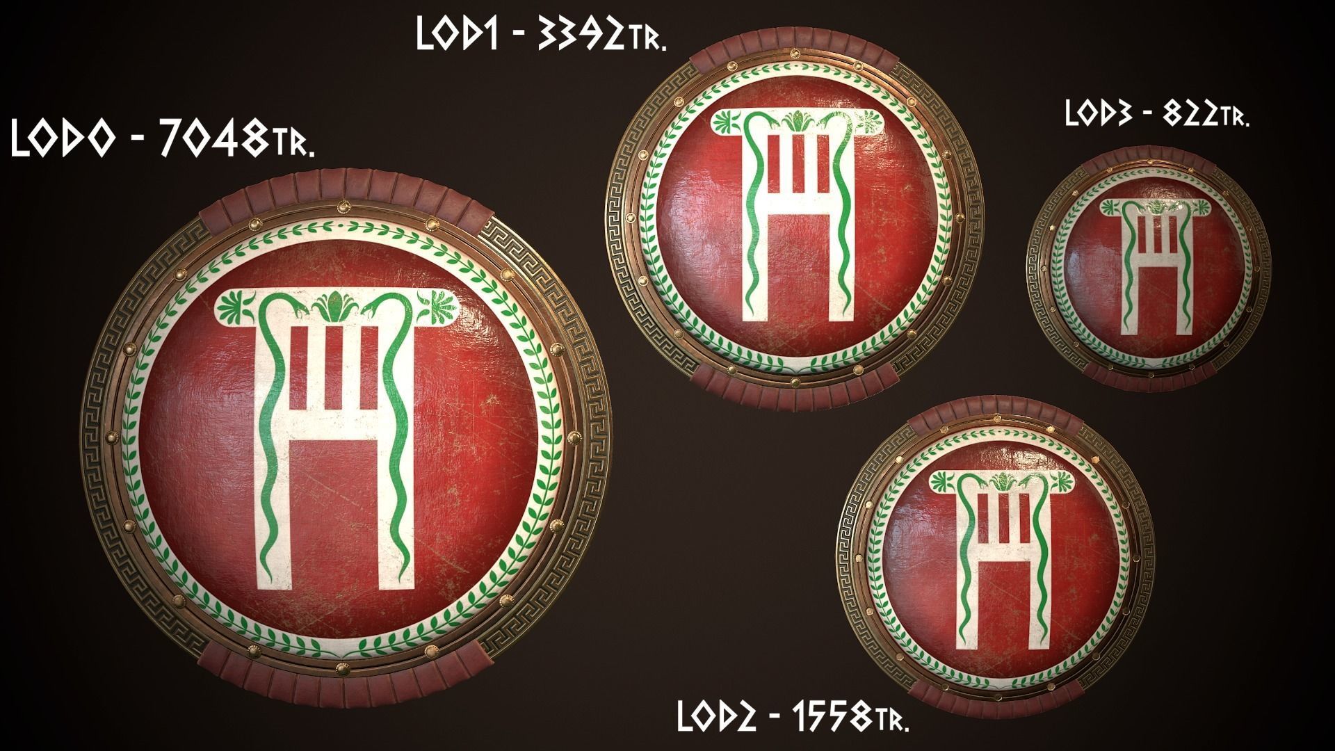 Hoplite Shield Pillar Low-poly 3D model_26