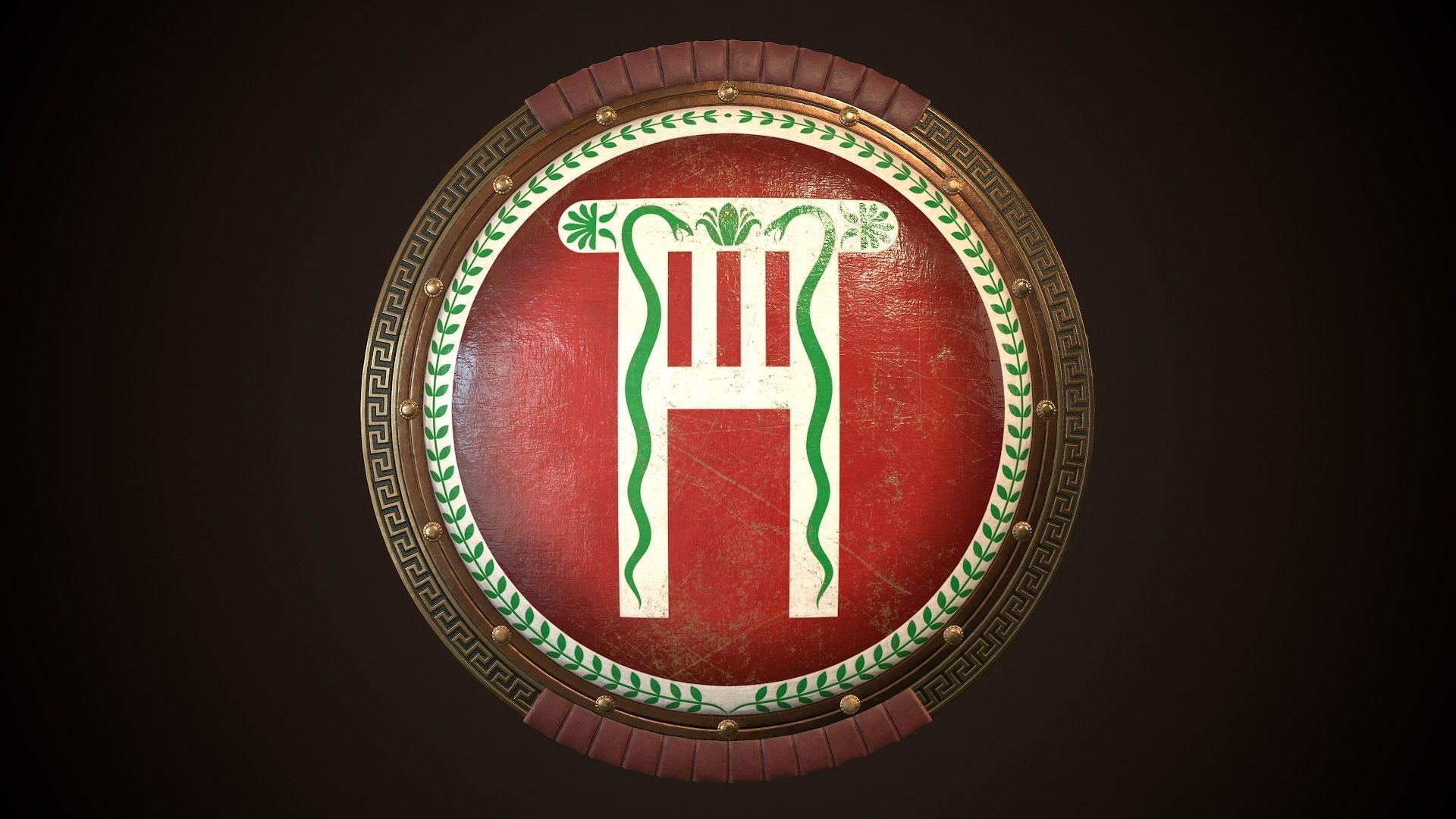 Hoplite Shield Pillar Low-poly 3D model_1