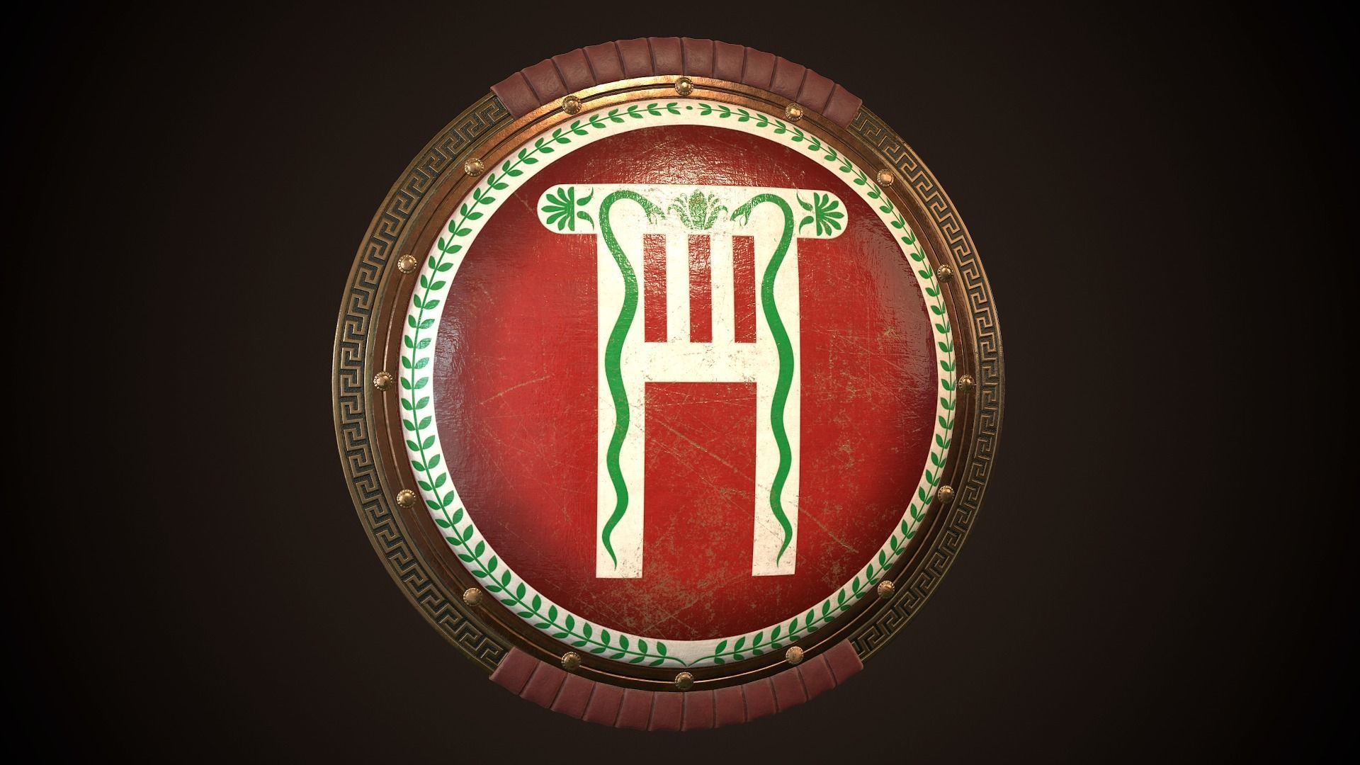 Hoplite Shield Pillar Low-poly 3D model_24