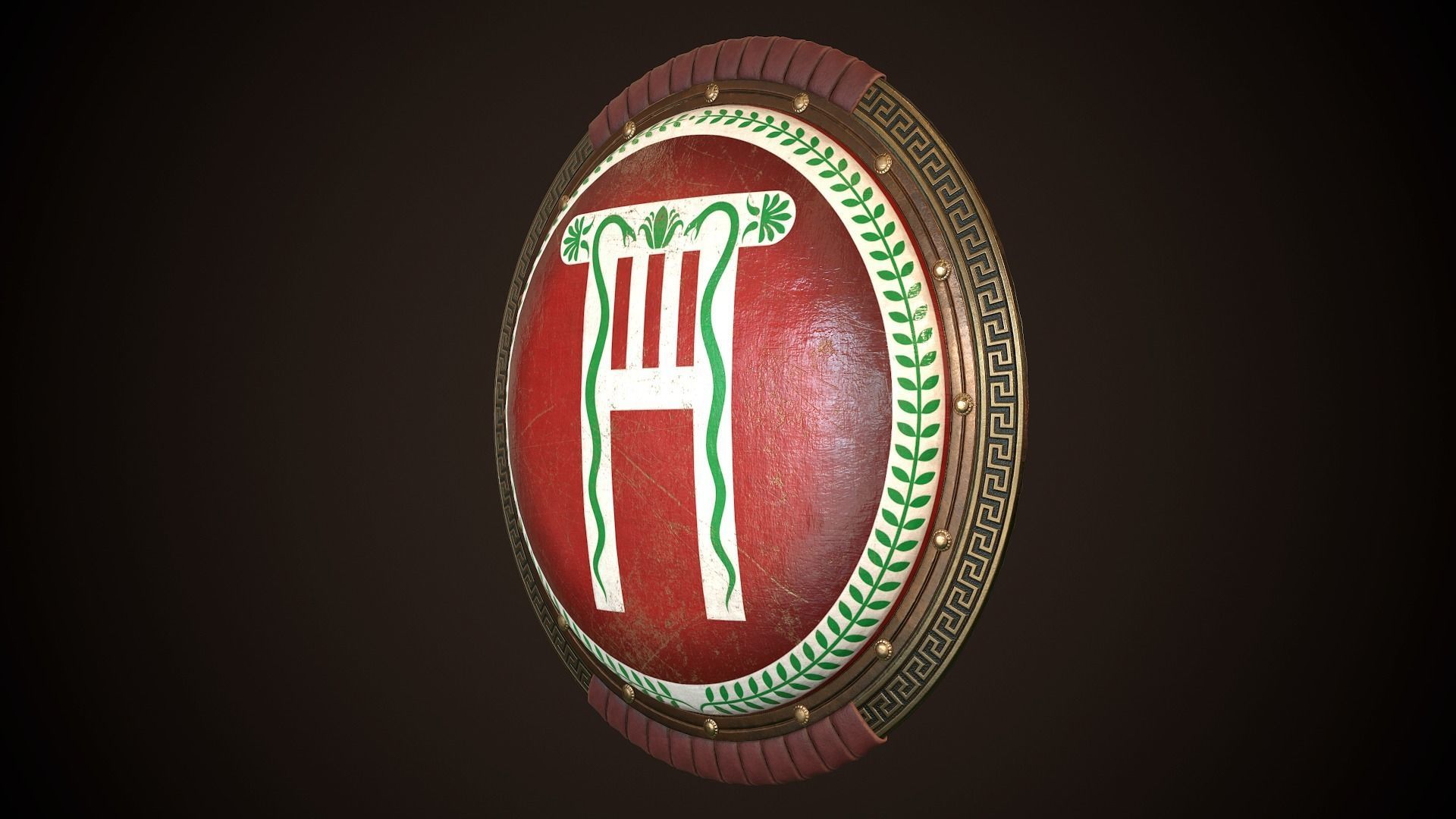 Hoplite Shield Pillar Low-poly 3D model_4