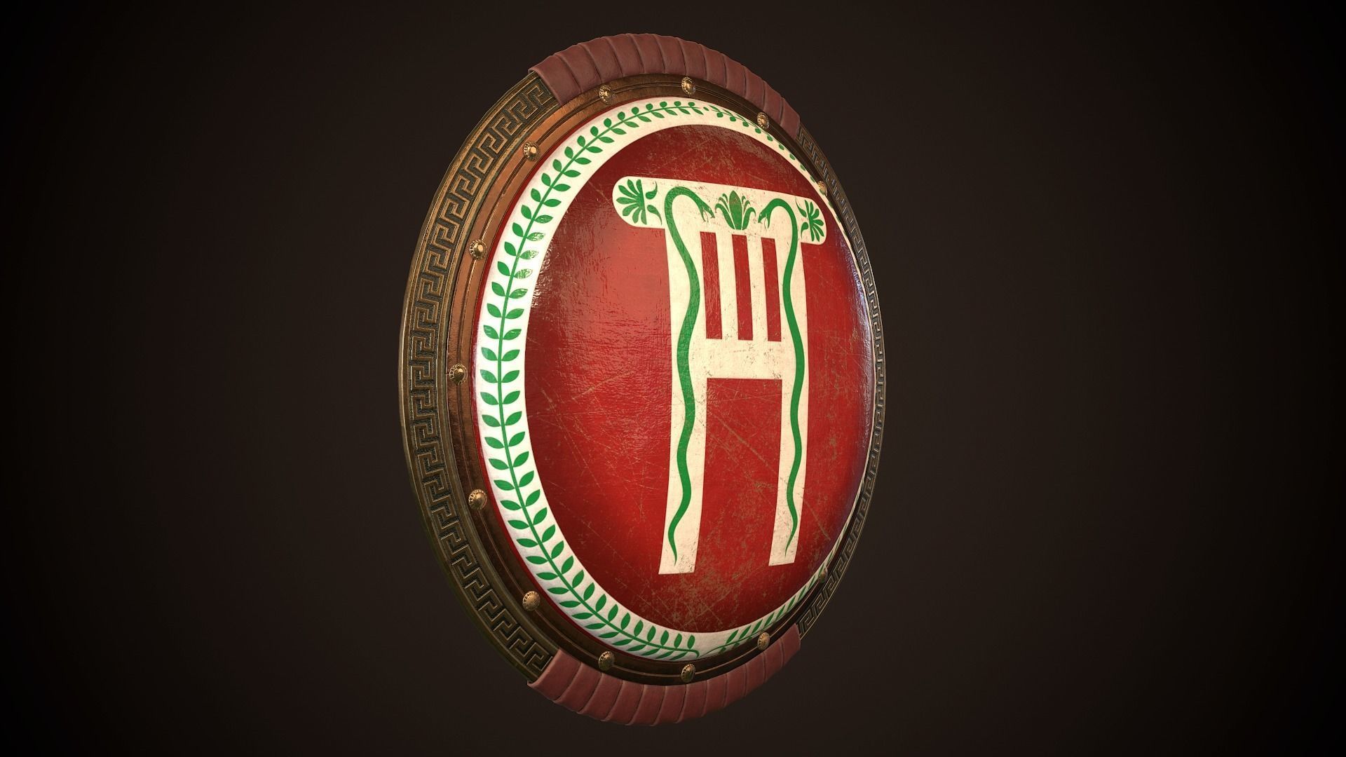 Hoplite Shield Pillar Low-poly 3D model_22