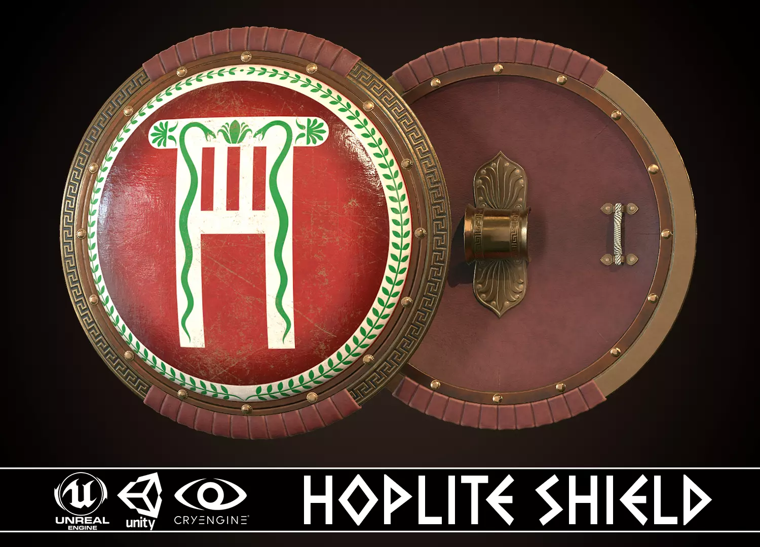 Hoplite Shield Pillar Low-poly 3D model_0