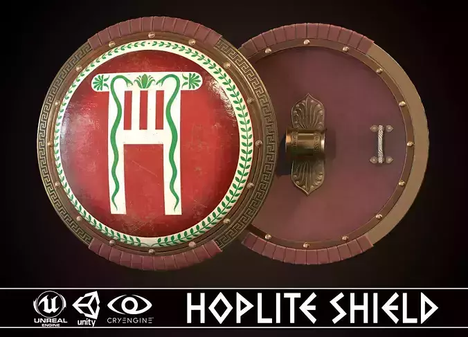 Hoplite Shield Pillar Low-poly 3D model