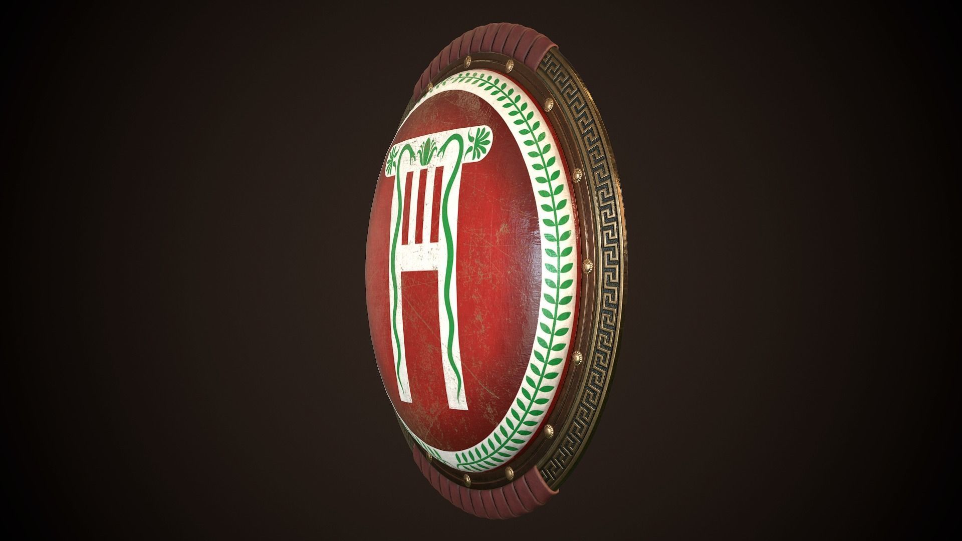Hoplite Shield Pillar Low-poly 3D model_5