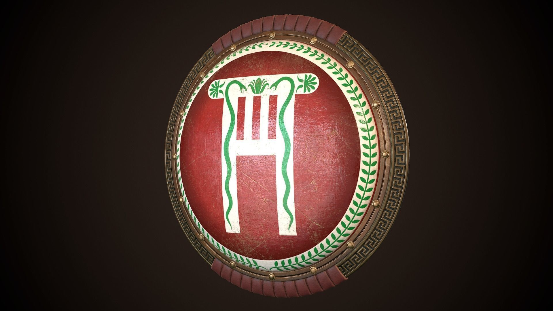 Hoplite Shield Pillar Low-poly 3D model_3