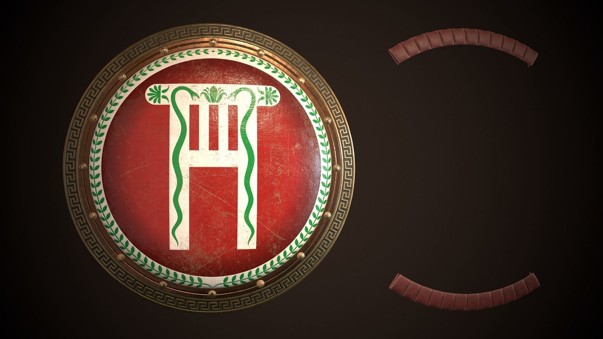 Hoplite Shield Pillar Low-poly 3D model_25