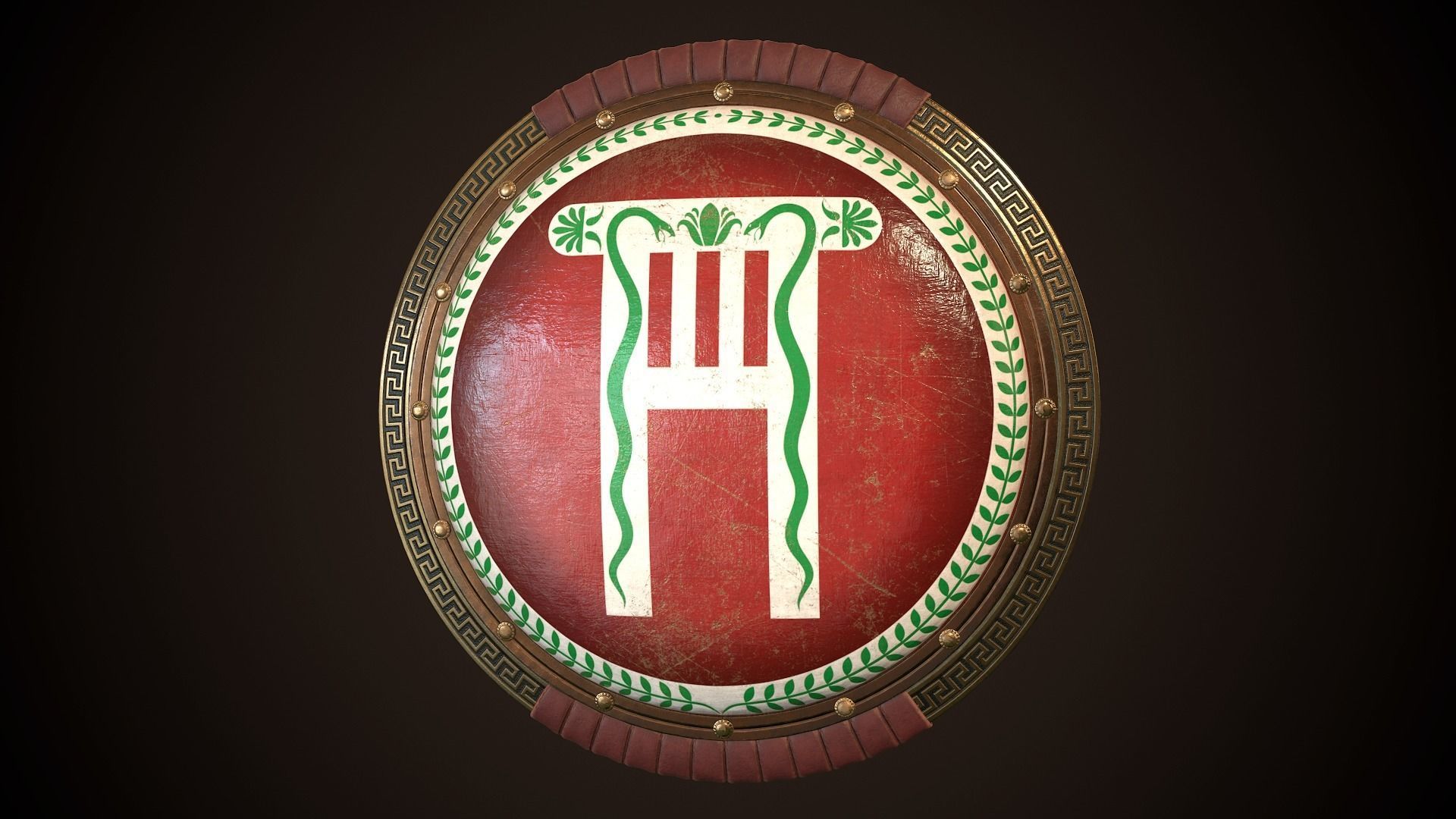 Hoplite Shield Pillar Low-poly 3D model_2