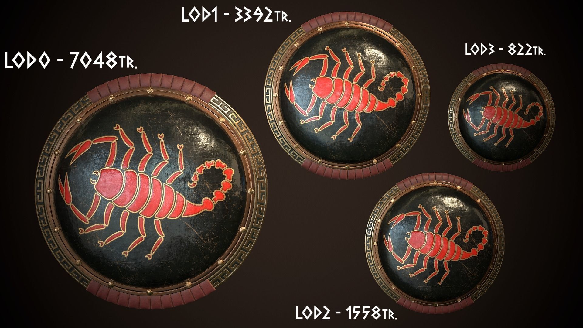 Hoplite Shield Scorpion  Low-poly 3D model_26