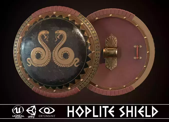 Hoplite Shield Snakes  Low-poly 3D model