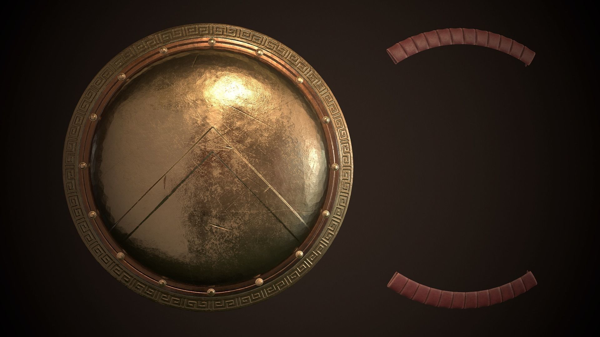 Hoplite Shield Sparta Low-poly 3D model_25