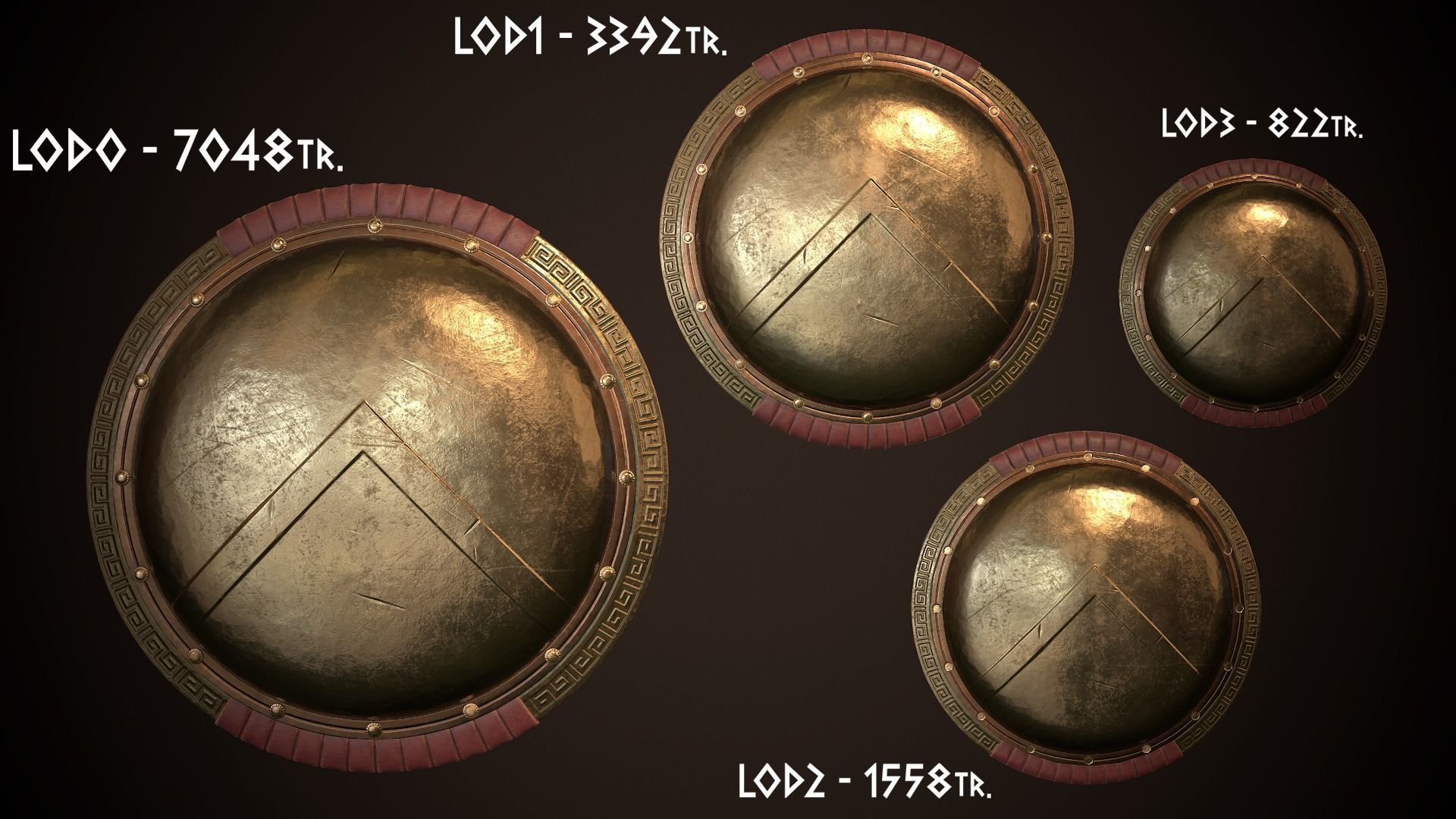Hoplite Shield Sparta Low-poly 3D model_26