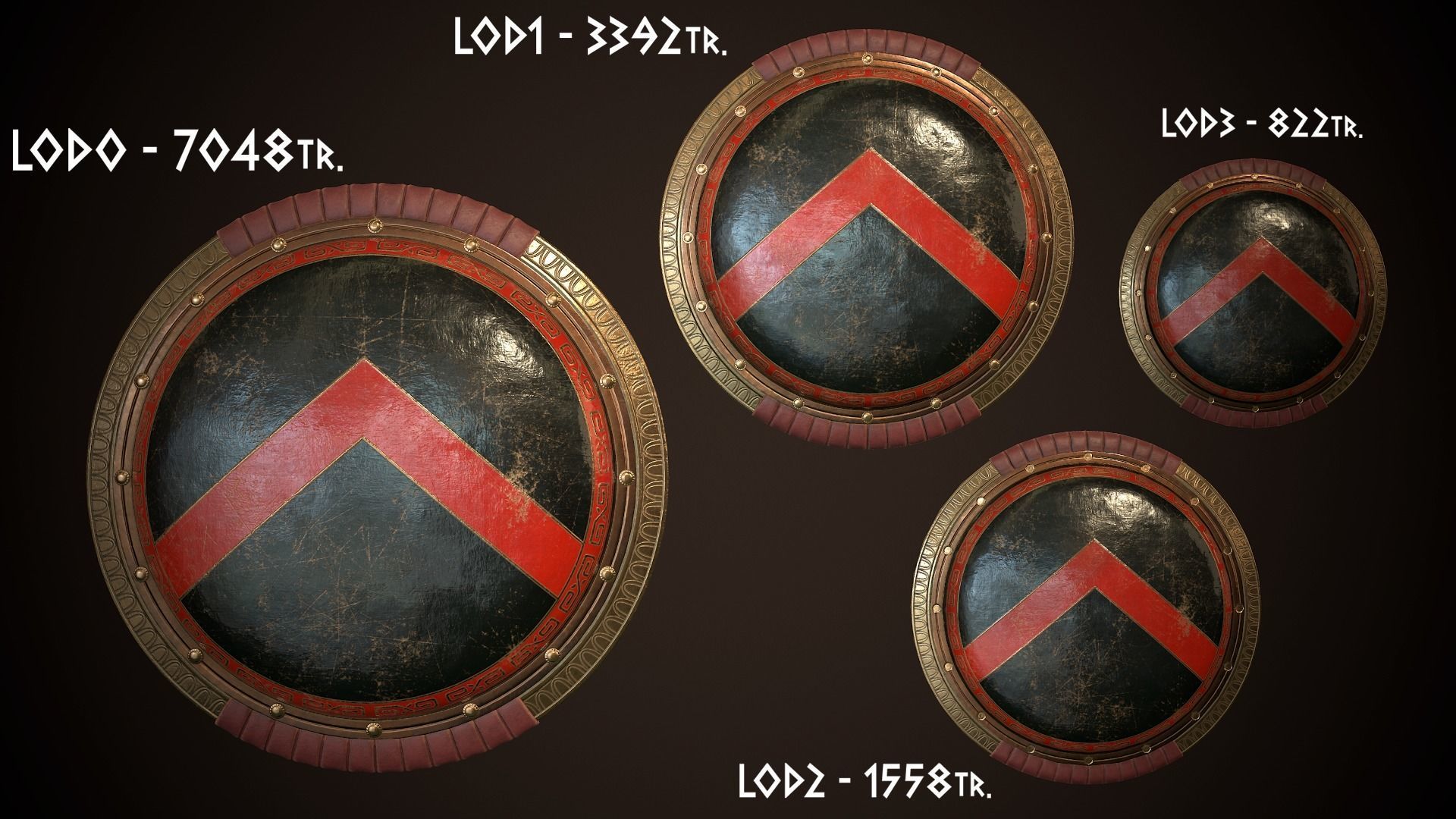 Hoplite Shield Sparta 3 Low-poly 3D model_26