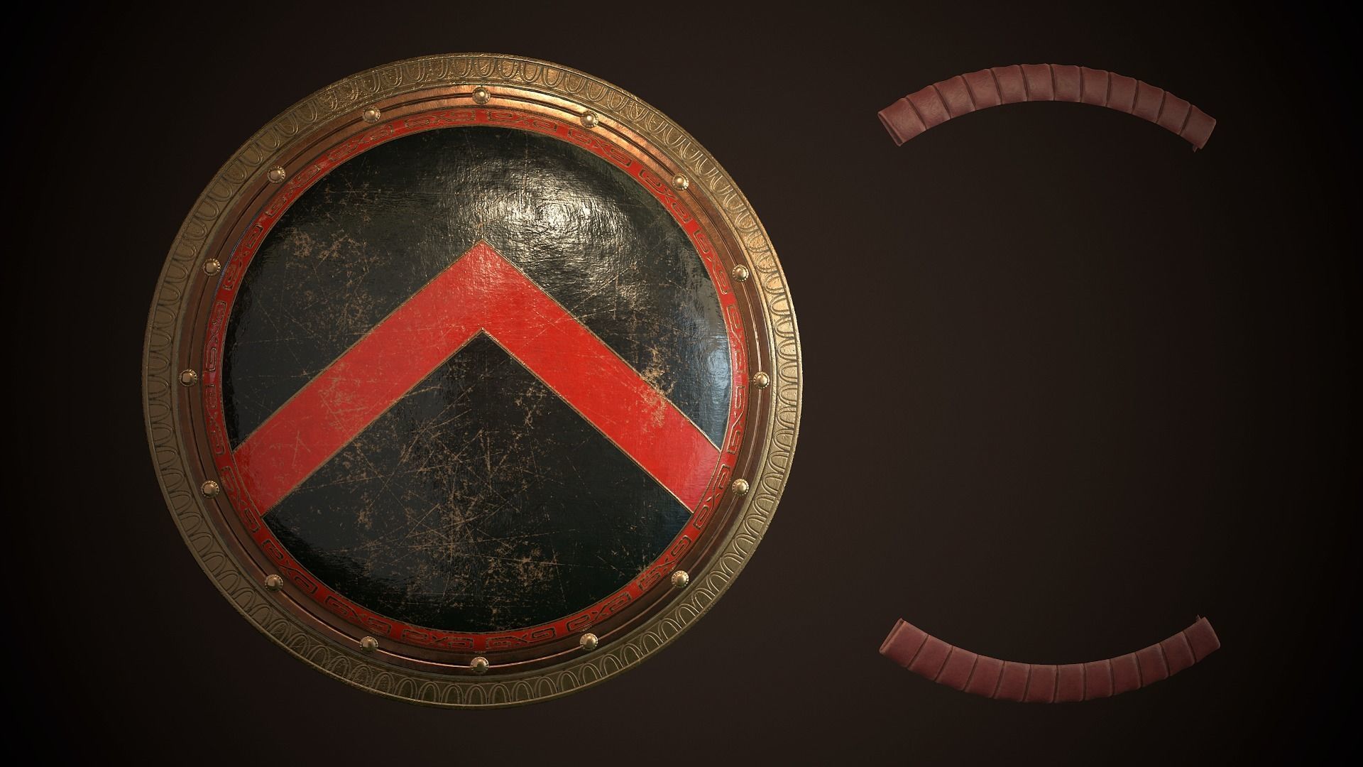 Hoplite Shield Sparta 3 Low-poly 3D model_25