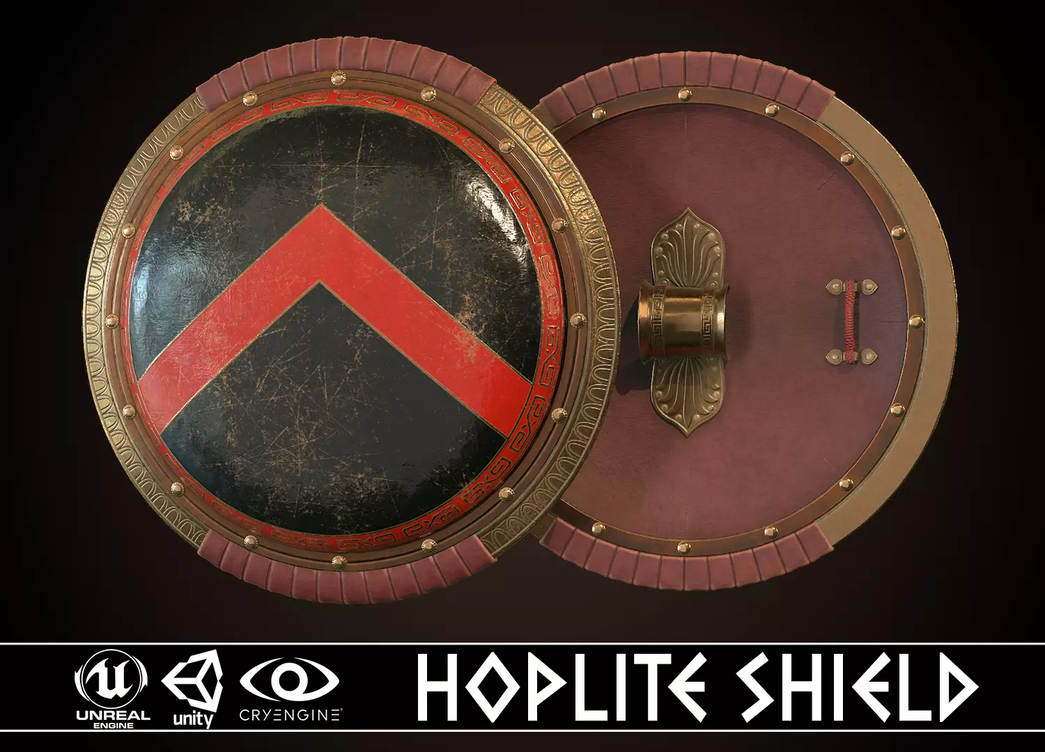 Hoplite Shield Sparta 3 Low-poly 3D model_0