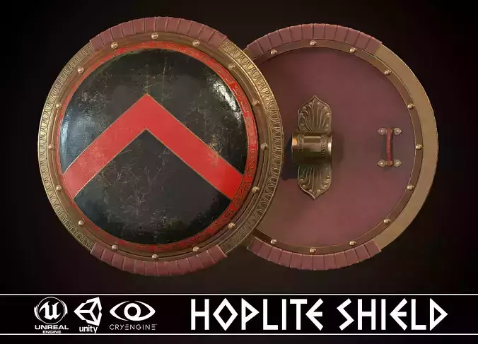 Hoplite Shield Sparta 3 Low-poly 3D model