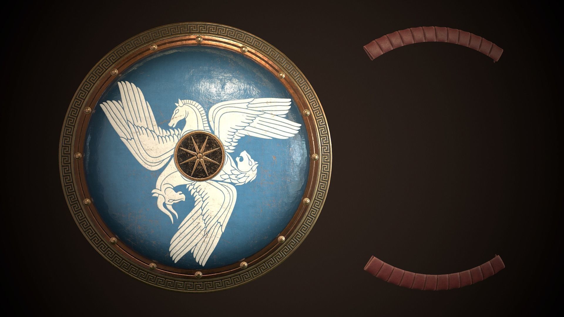 Hoplite Shield Sphinxes Low-poly 3D model_25