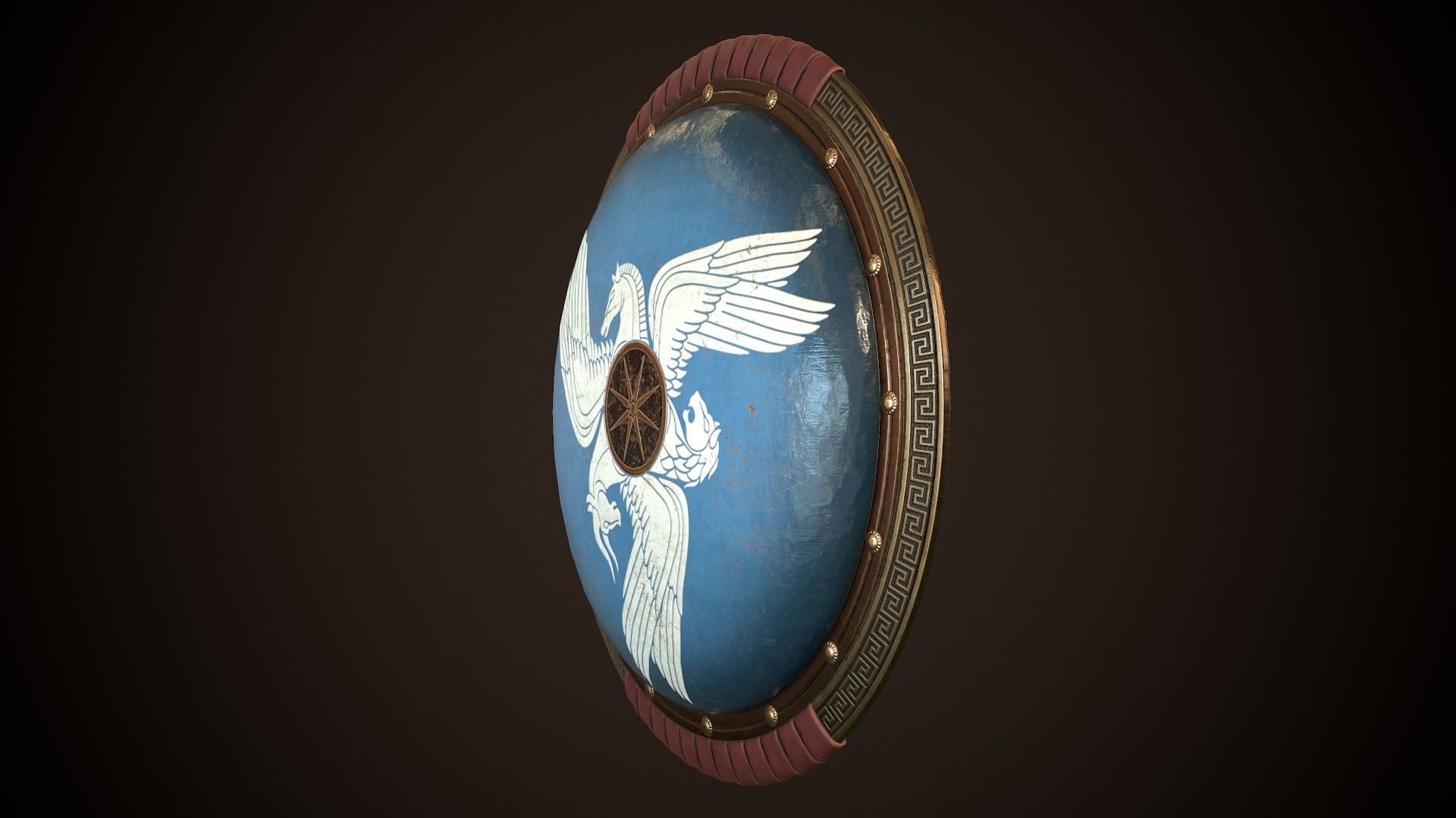 Hoplite Shield Sphinxes Low-poly 3D model_5