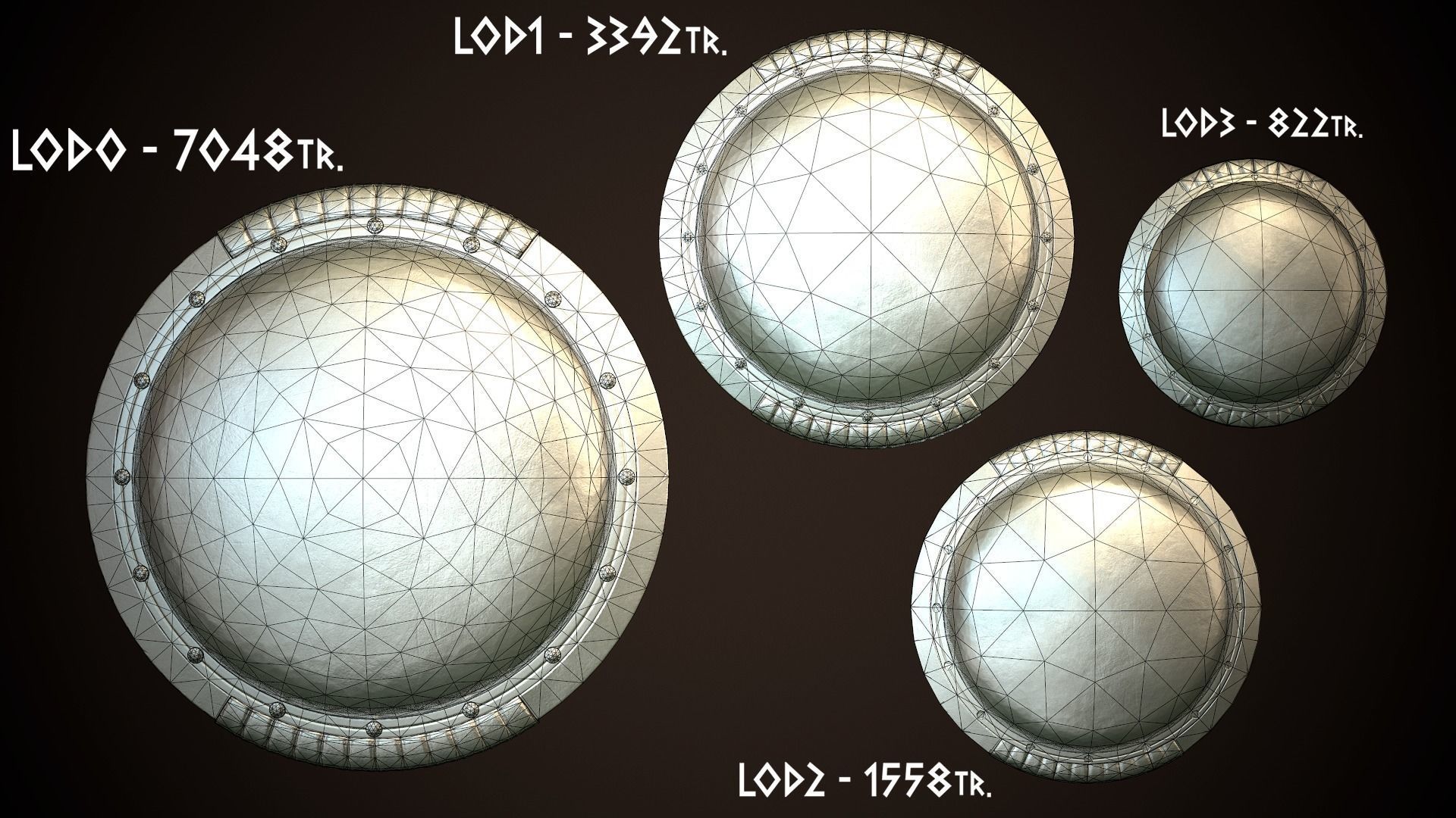 Hoplite Shield Sphinxes Low-poly 3D model_27