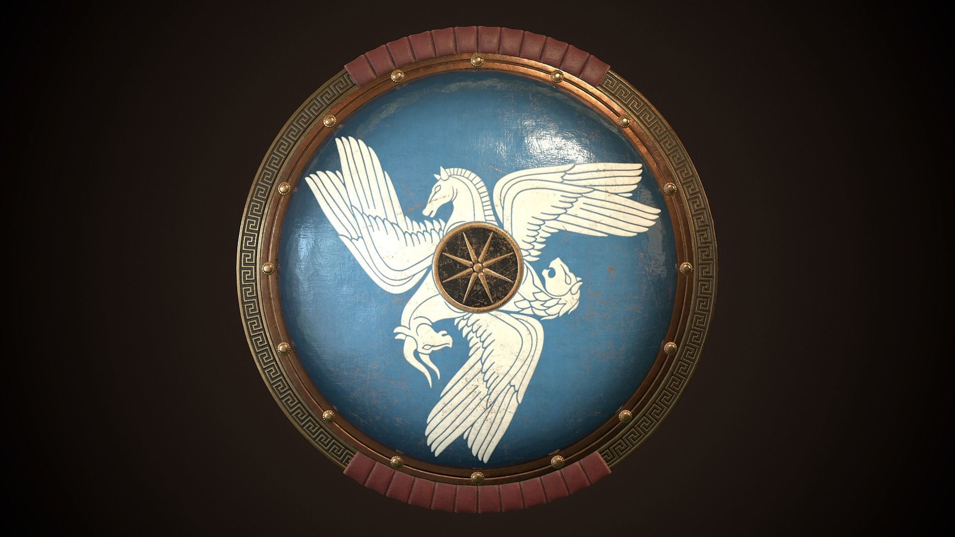 Hoplite Shield Sphinxes Low-poly 3D model_1