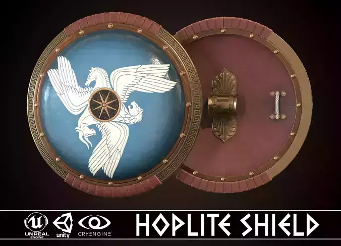 Hoplite Shield Sphinxes Low-poly 3D model