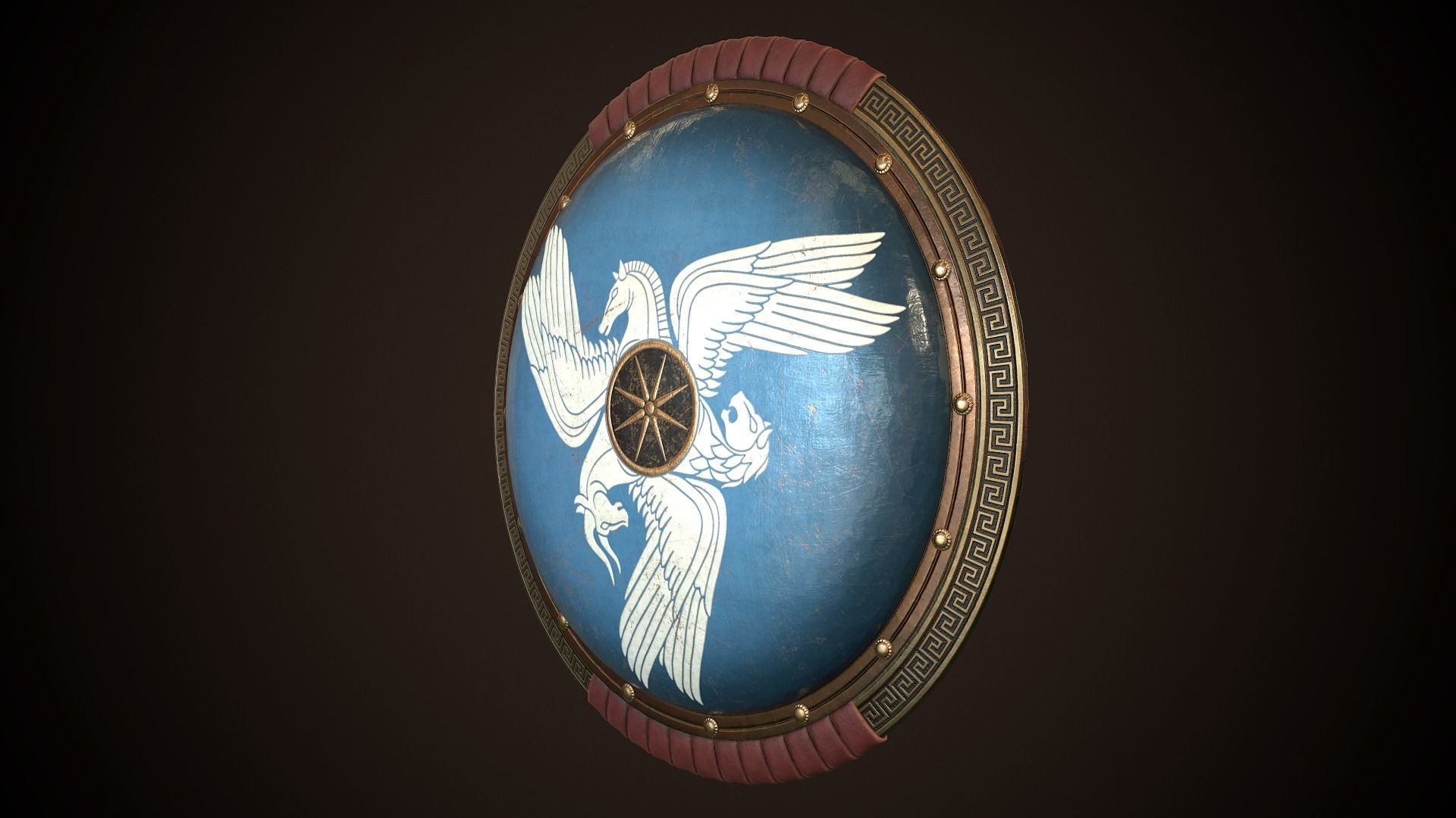 Hoplite Shield Sphinxes Low-poly 3D model_4