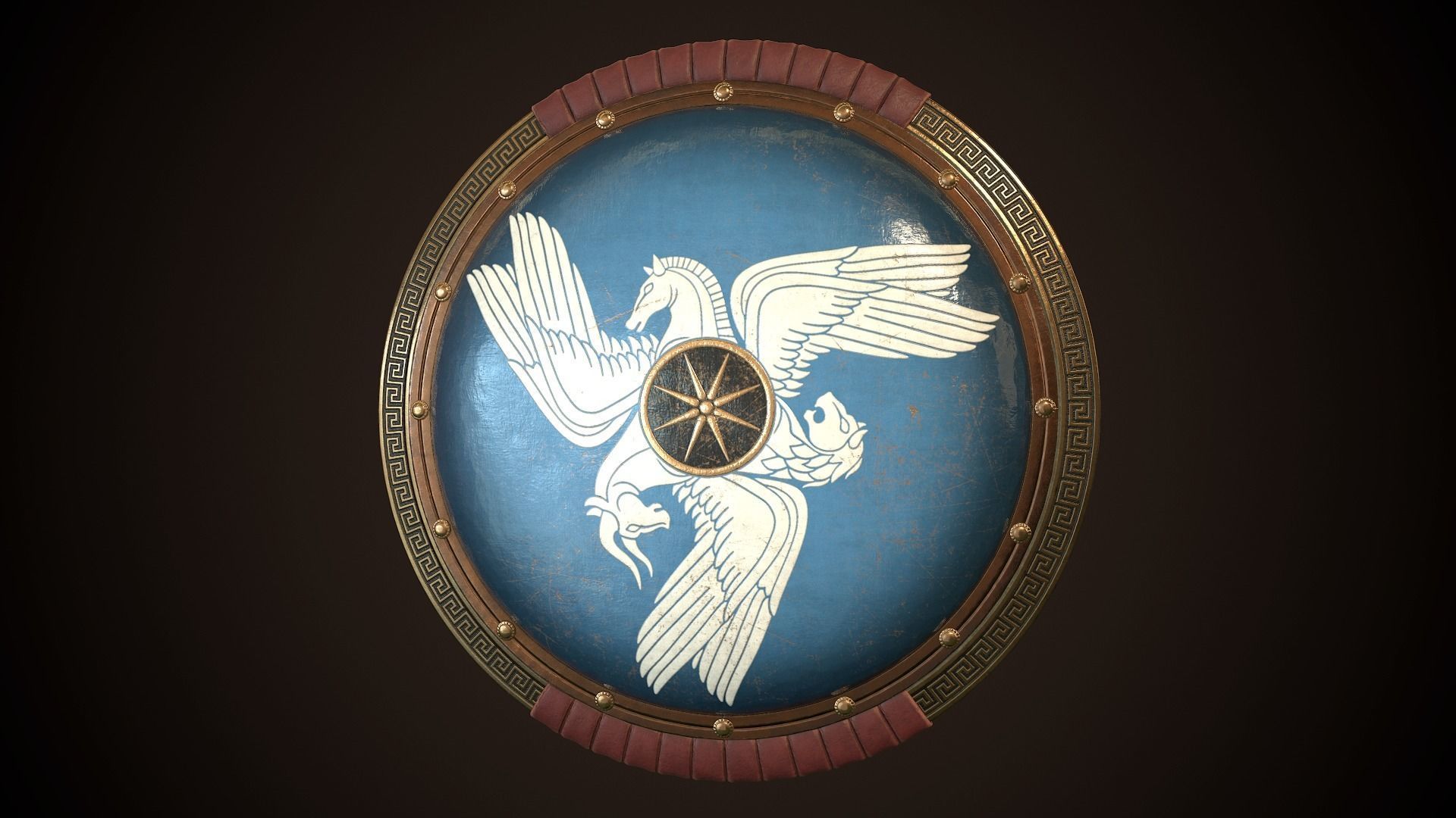 Hoplite Shield Sphinxes Low-poly 3D model_2