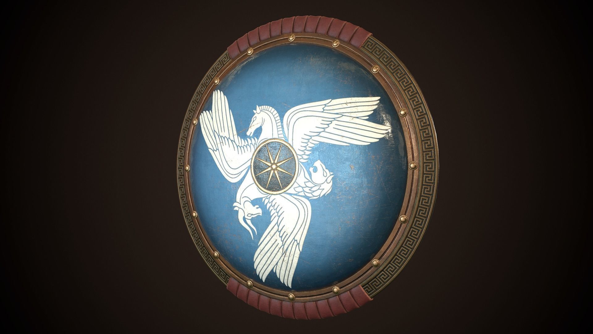 Hoplite Shield Sphinxes Low-poly 3D model_3