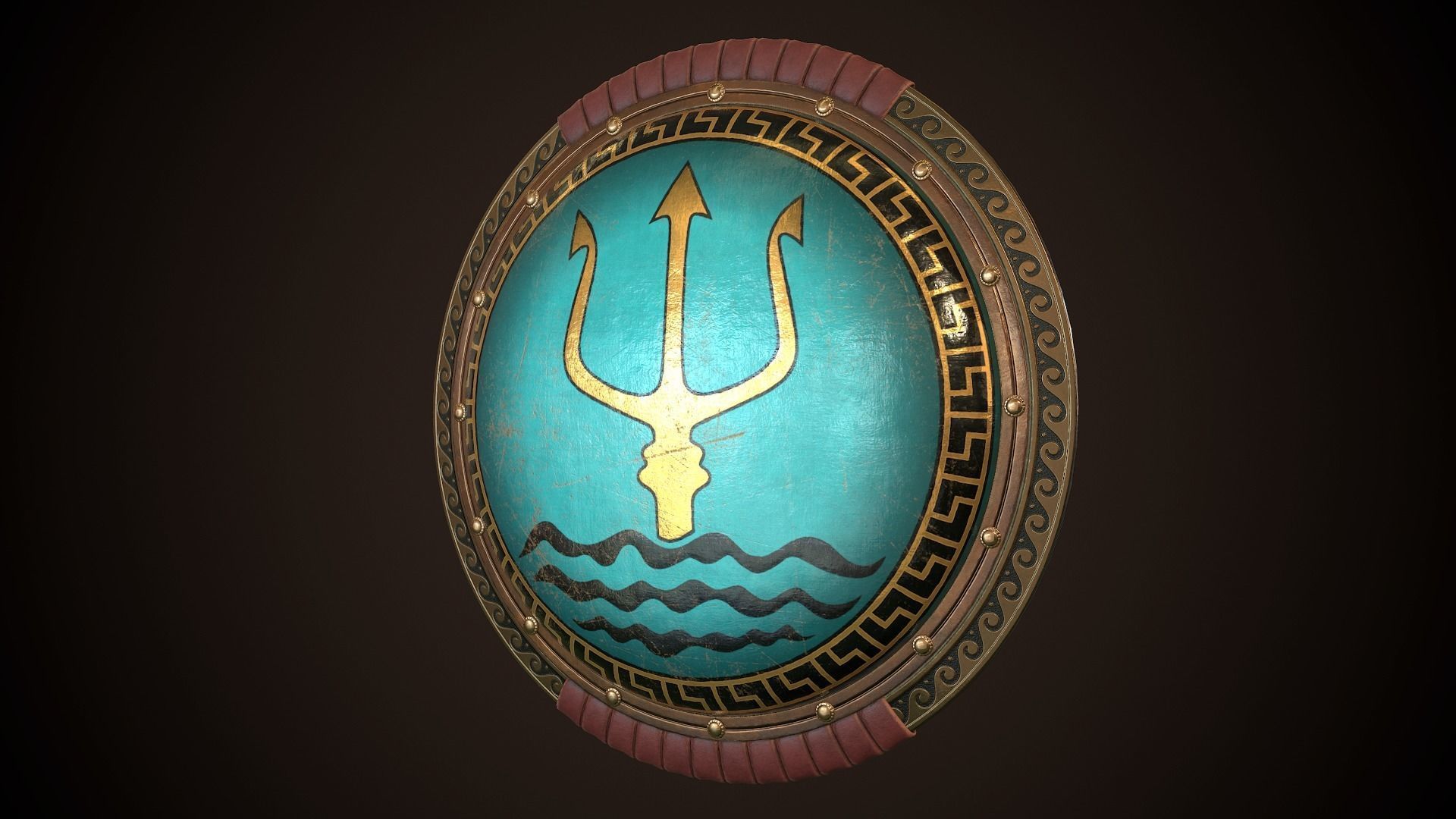 Hoplite Shield Trident Low-poly 3D model_3