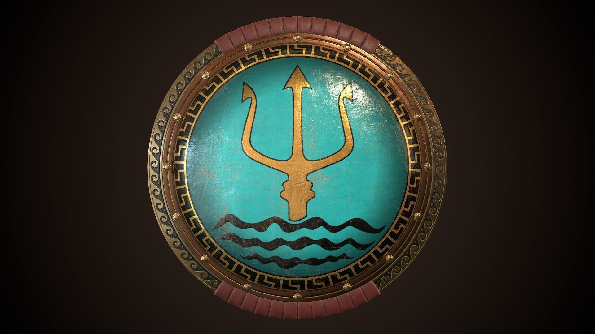 Hoplite Shield Trident Low-poly 3D model_1