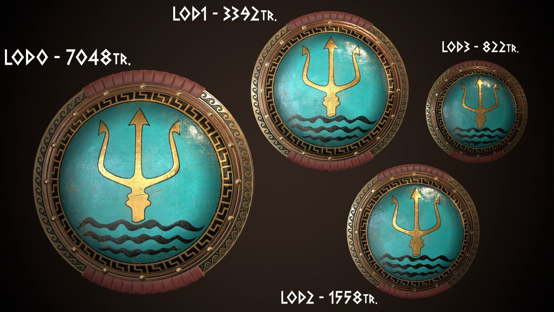 Hoplite Shield Trident Low-poly 3D model_26