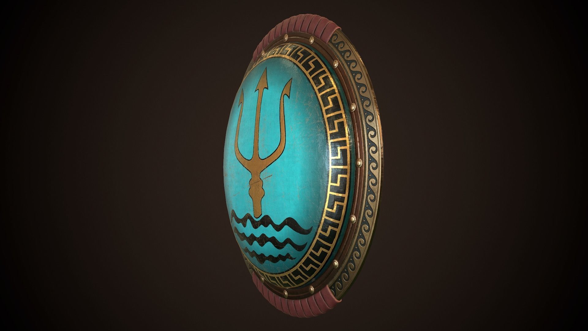 Hoplite Shield Trident Low-poly 3D model_5