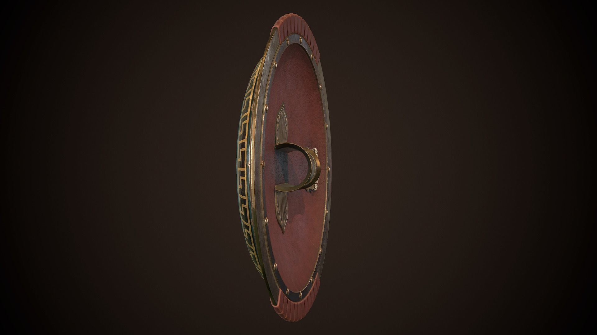 Hoplite Shield Trident Low-poly 3D model_8