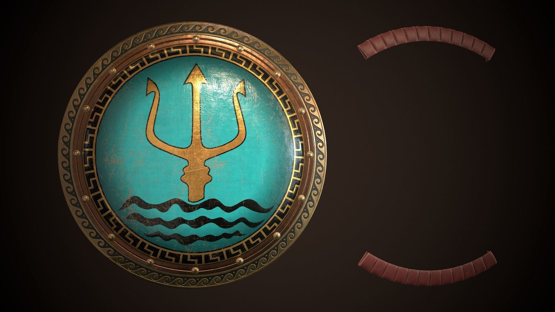 Hoplite Shield Trident Low-poly 3D model_25