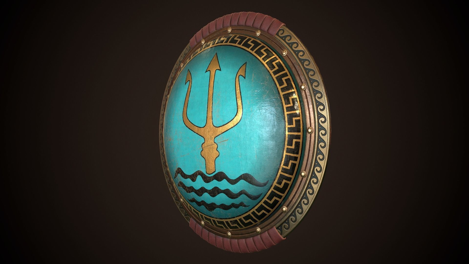 Hoplite Shield Trident Low-poly 3D model_4