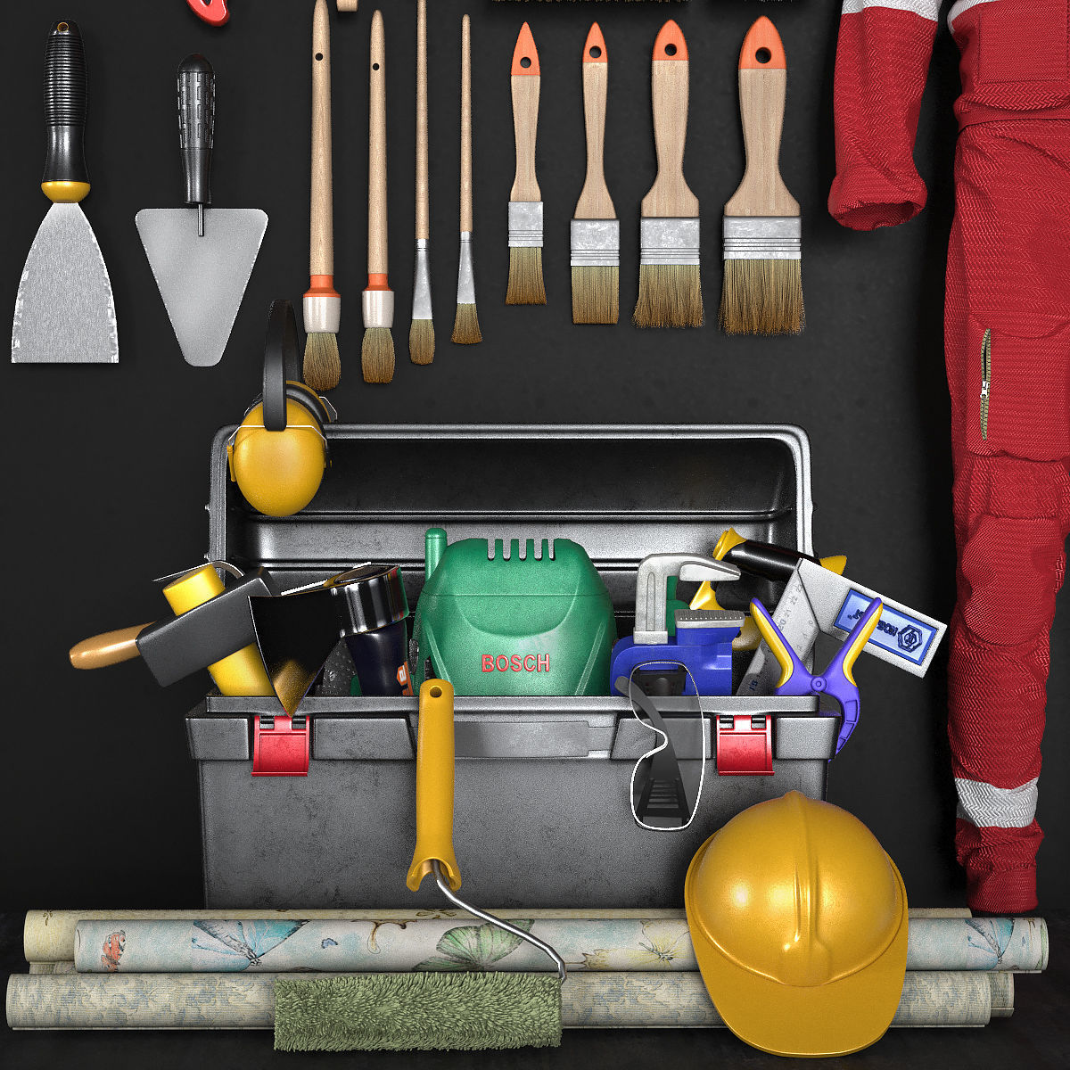 garage tools set 6 Low-poly 3D model_3